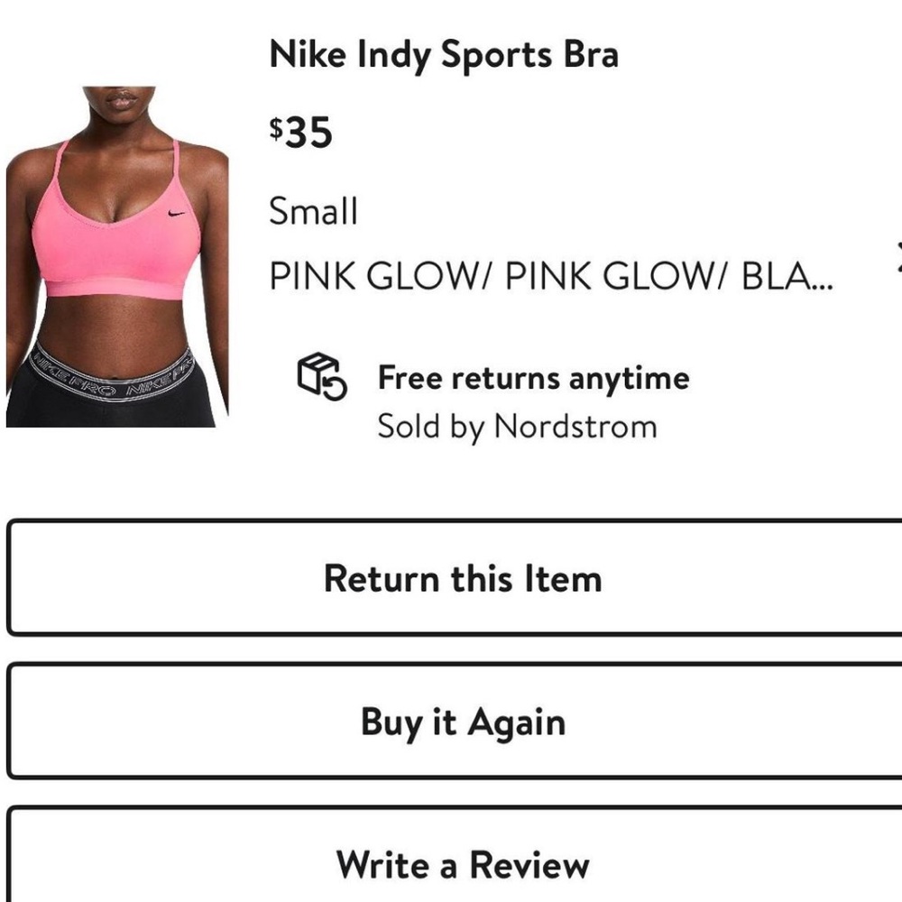 Nike pink sports bra